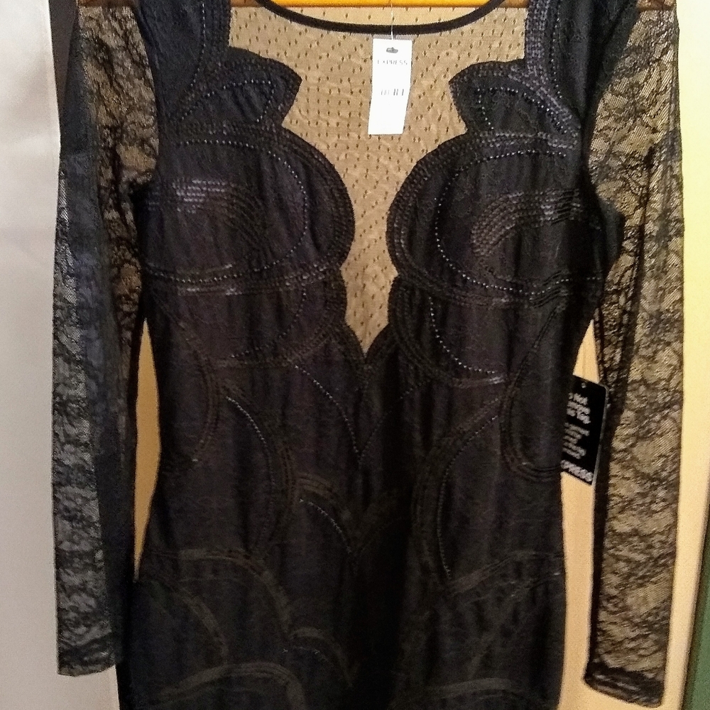 Black dress sequin lace